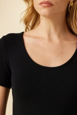 Itana Dream Rib Tee - Black -AGOLDE Shop 0018 Short Sleeve Itana Black 4