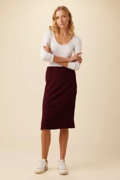 Vindy Paris Rib Skirt - Plum Ora Stripe