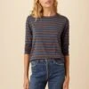 Berkeley Long Sleeve Dream Knit Tee - Azure Umber Stripe