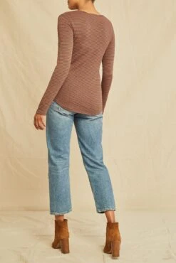 Itana Long Sleeve Scallop Knit Tee - Azure Umber Stripe -AGOLDE Shop 0110 Itana Scallop Umber Azure 1233 web bb6b9282 88d3 43d2 b4a7 2cf74f0fac25