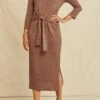 Colombe Scallop Knit Dress - Azure Umber Stripe