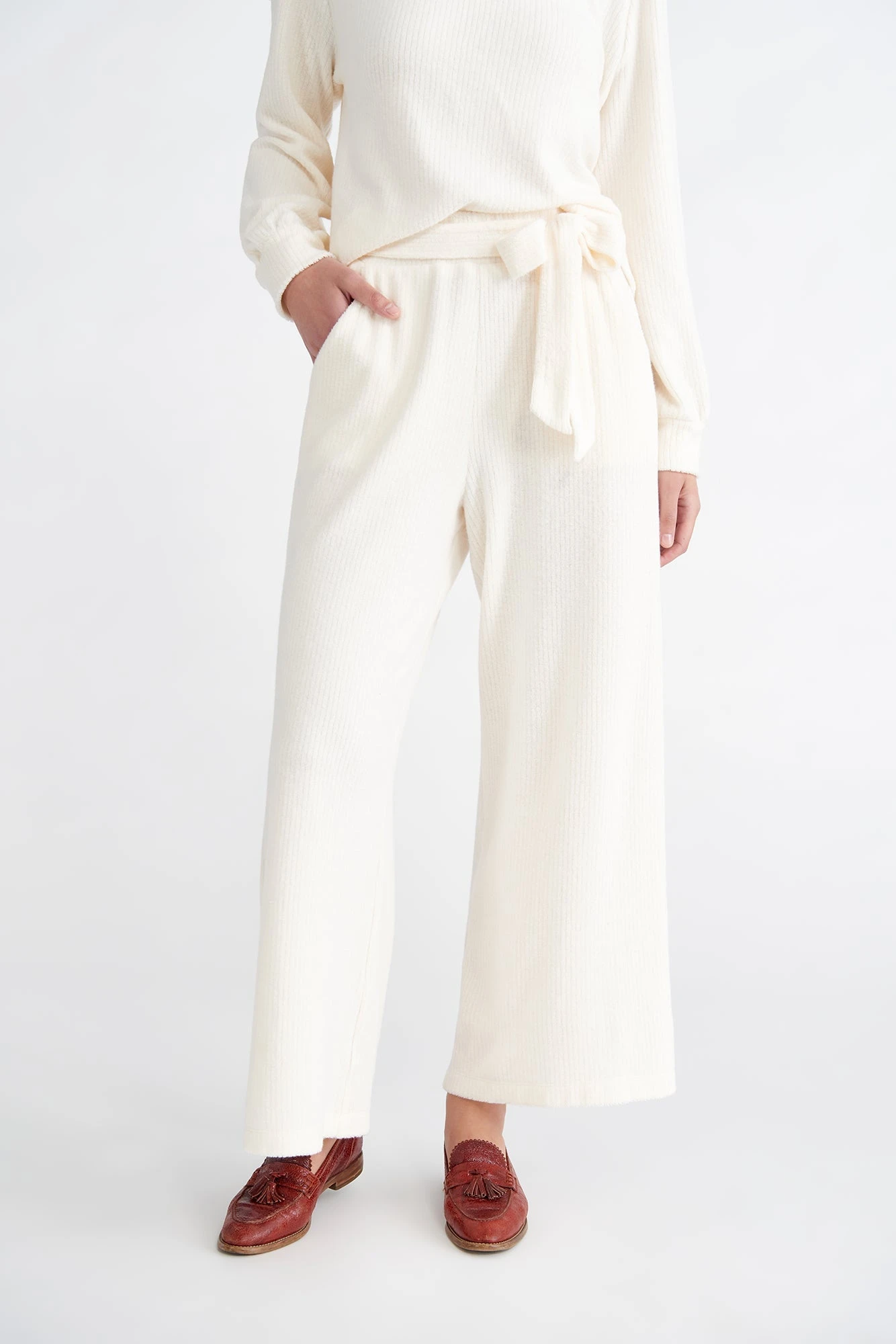 Coco Cloud Rib Pants - Winter White 2 Coco Cloud Rib Pants - Winter White - Image 2