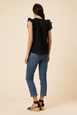 Katia Cotton Eyelet Blouse - Black -AGOLDE Shop 0179 Katia Eyelet Black 3