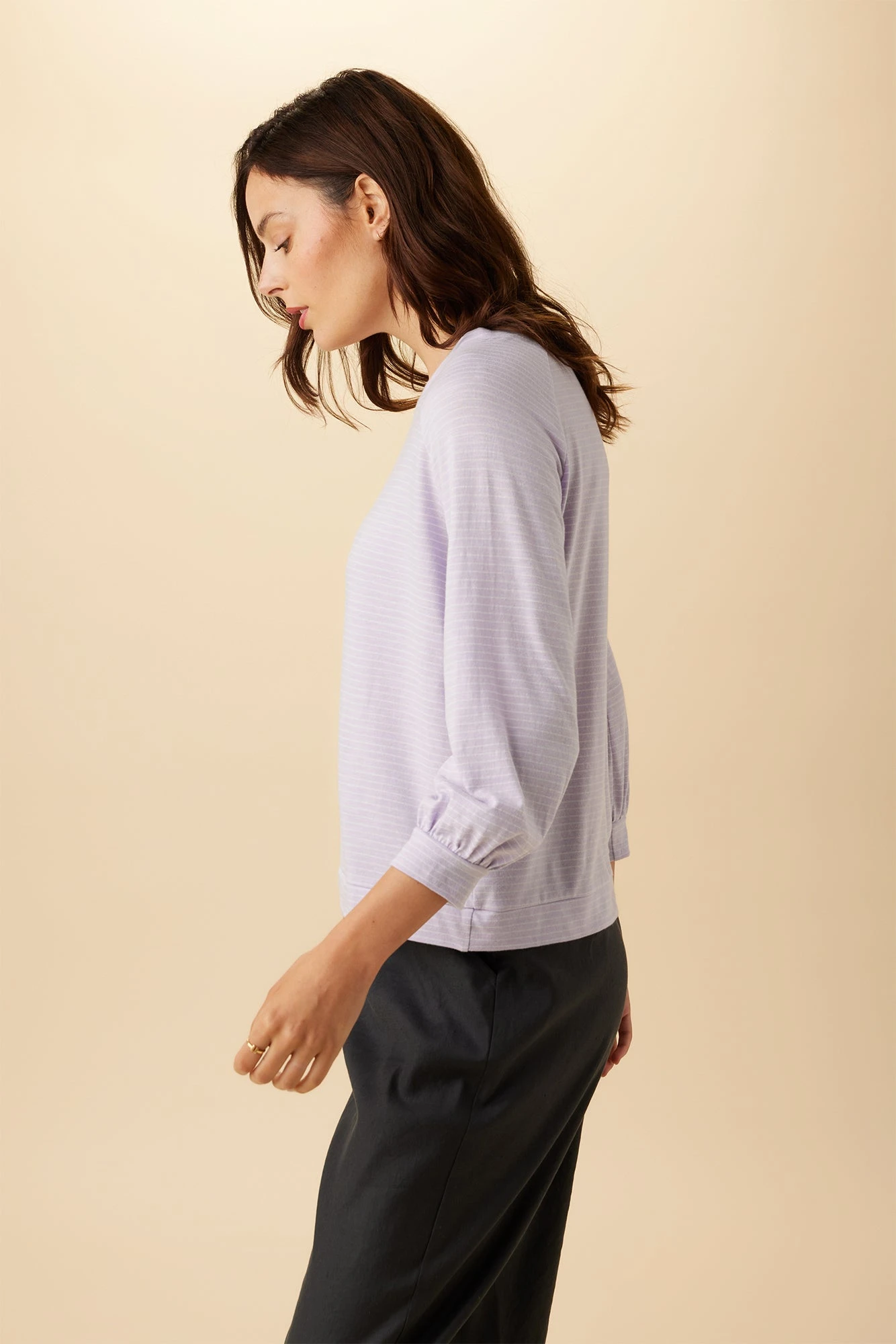 Issa Reverie Slub Tee - Lavender White Stripe 2 Issa Reverie Slub Tee - Lavender White Stripe - Image 2