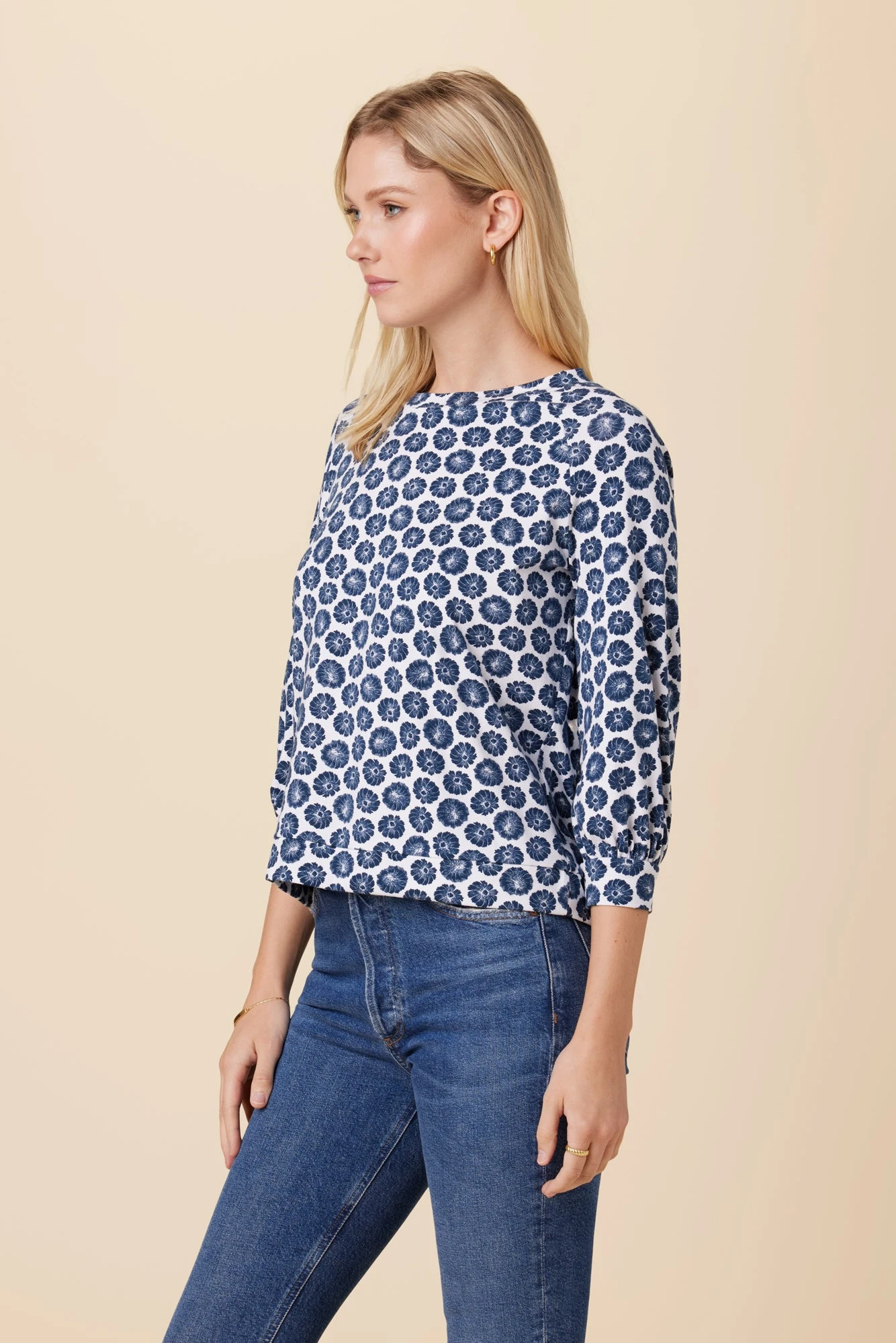 Issa Reverie Knit Tee - Calico Navy 2 Issa Reverie Knit Tee - Calico Navy - Image 2