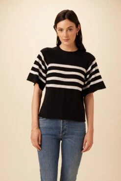 Bonet Organic Cotton Top - Black And Ivory Stripe