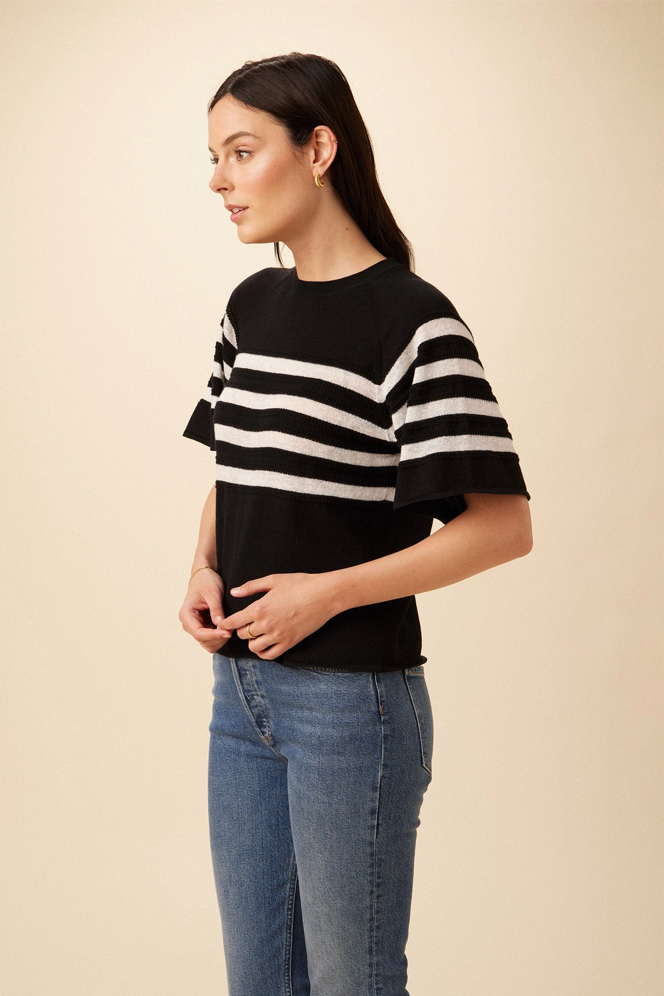 Bonet Organic Cotton Top - Black And Ivory Stripe 2 Bonet Organic Cotton Top - Black And Ivory Stripe - Image 2