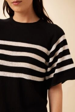 Bonet Organic Cotton Top - Black And Ivory Stripe 7 Bonet Organic Cotton Top - Black And Ivory Stripe -AGOLDE Shop 0234 Bonet Black Ivory Stripe 4