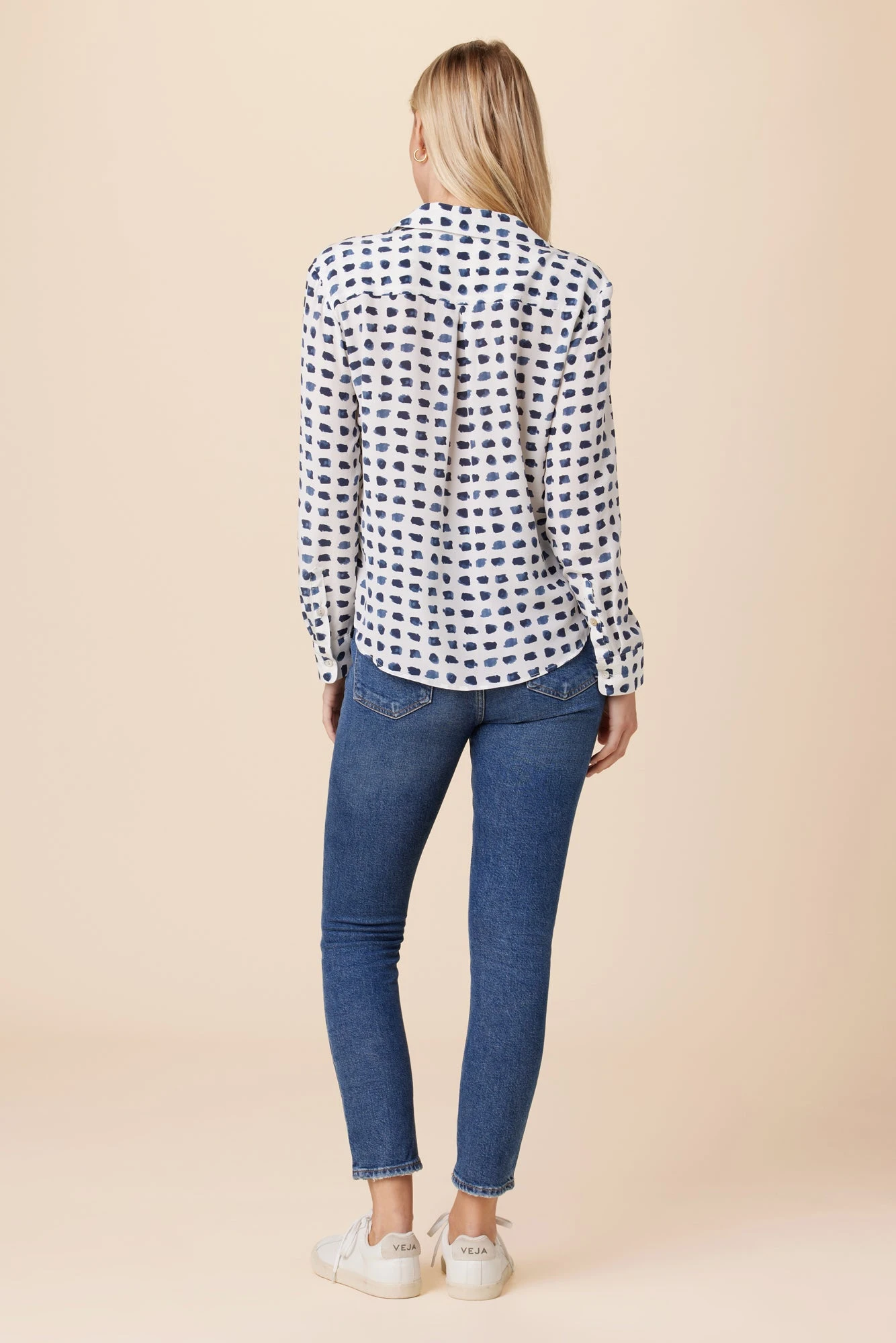 Bixby Washable Silk Blouse - Squared Up White 3 Bixby Washable Silk Blouse - Squared Up White - Image 3