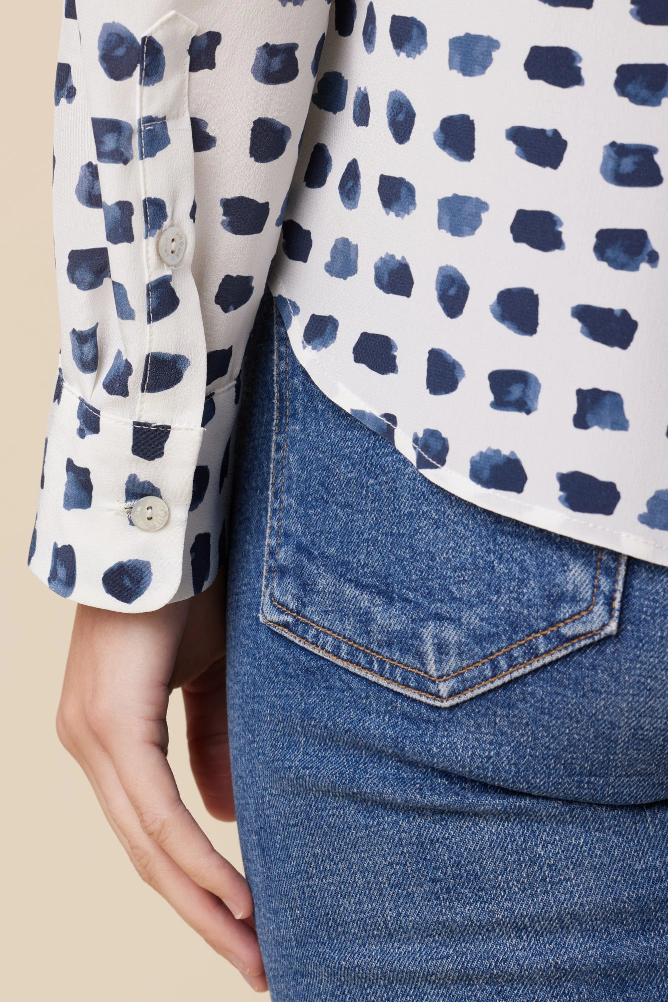 Bixby Washable Silk Blouse - Squared Up White 4 Bixby Washable Silk Blouse - Squared Up White - Image 4