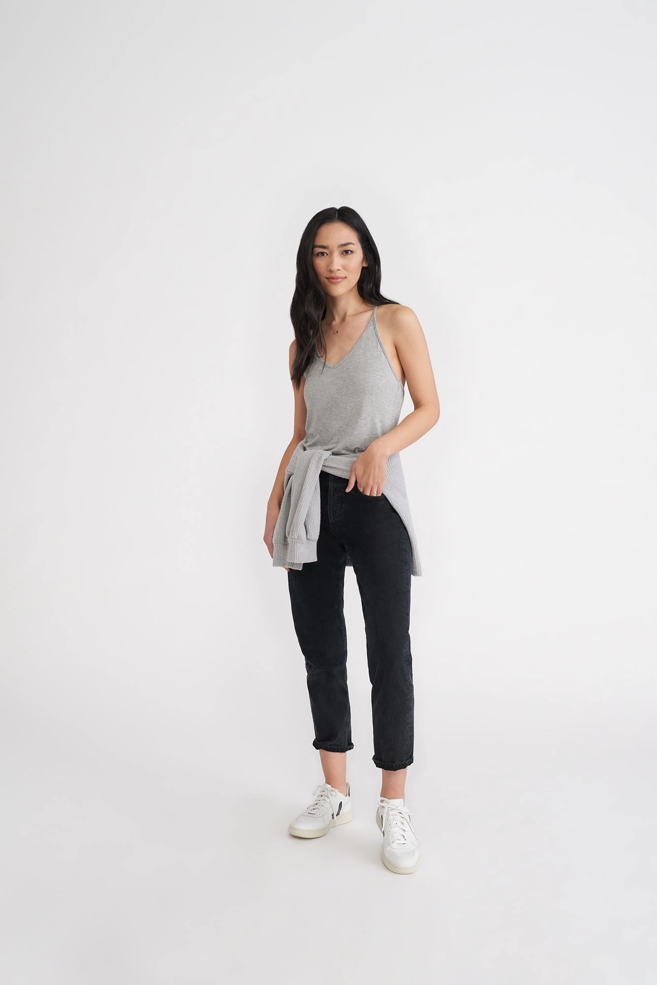 Jada Dream Knit Tank - Heather Grey 2 Jada Dream Knit Tank - Heather Grey - Image 2