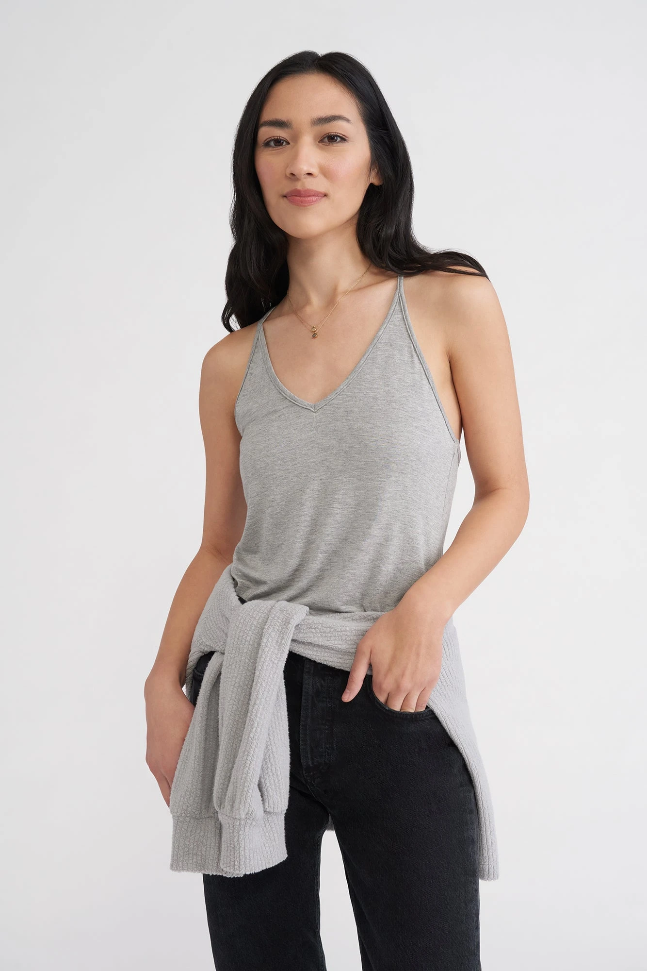 Jada Dream Knit Tank - Heather Grey 1 Jada Dream Knit Tank - Heather Grey