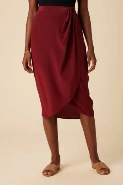 Sosi Washable Silk Wrap Skirt - Sumac