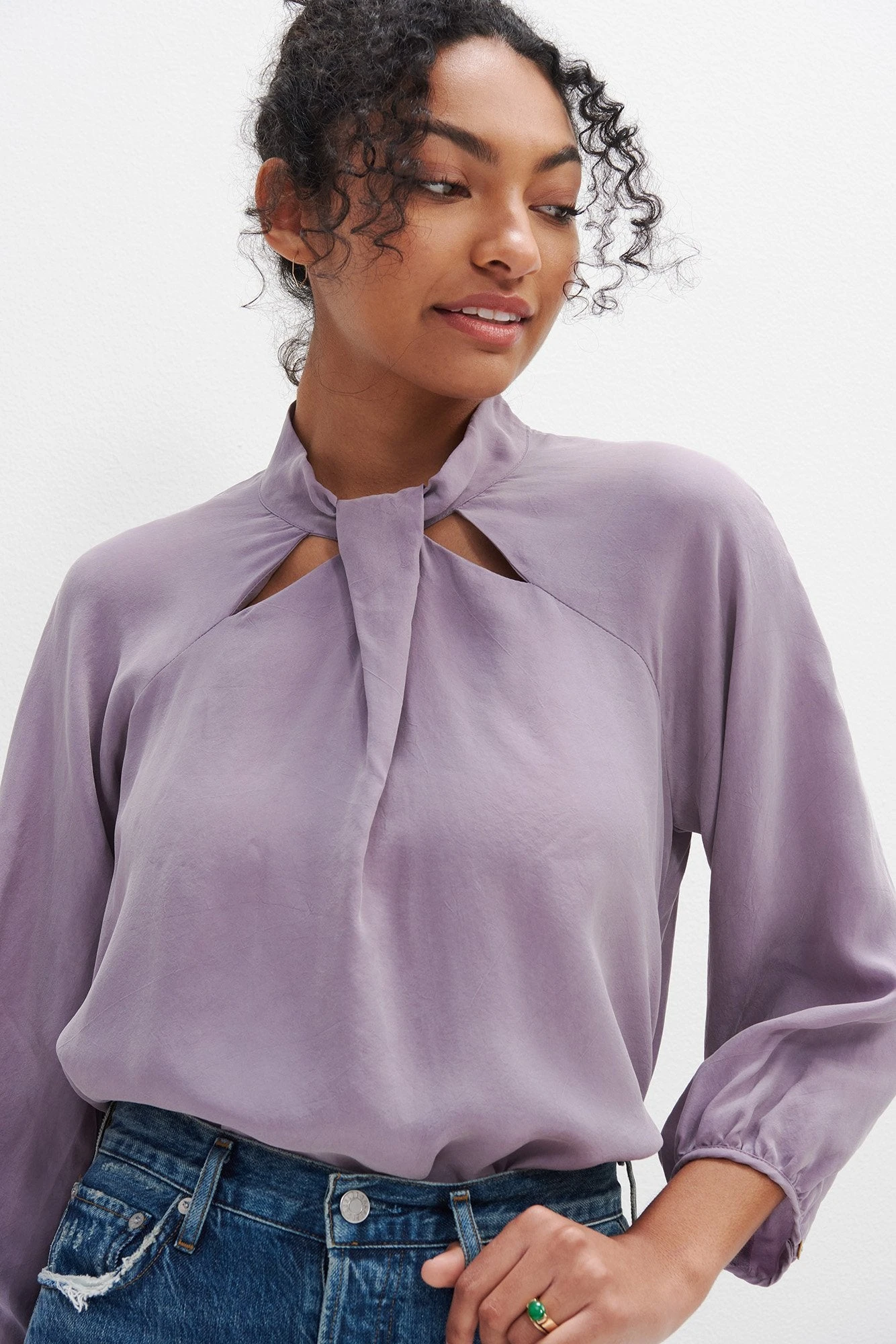 Papillon 3/4 Sleeve Blouse - Lilac 2 Papillon 3/4 Sleeve Blouse - Lilac - Image 2