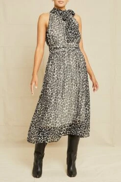 Zella Nouveau Silk Dress - Cobblestone Dot