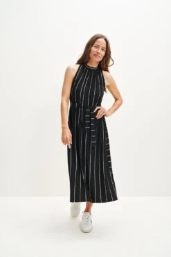 Mila Zero-Waste Dream Knit Dress -AGOLDE Shop 0365 Mila Zero Waste Dress Black Havana Stripe 1612 web