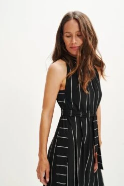 Mila Zero-Waste Dream Knit Dress -AGOLDE Shop 0365 Mila Zero Waste Dress Black Havana Stripe 1637 web
