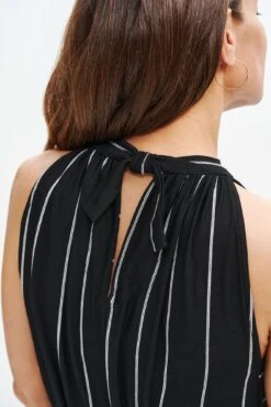 Mila Zero-Waste Dream Knit Dress -AGOLDE Shop 0365 Mila Zero Waste Dress Black Havana Stripe 1681 web