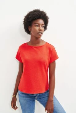 Chessa Scallop Knit Tee - Carmine -AGOLDE Shop 0392 Chessa Carmine 2435 web 8fbac6ba 1b0b 4333 bea9 9000beb79046