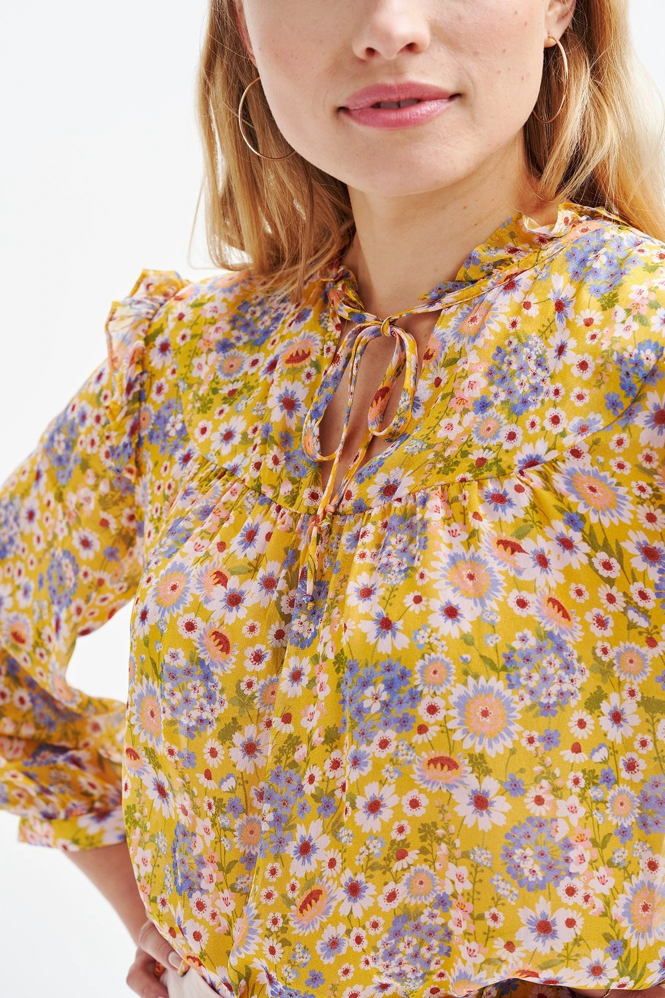 Camila Nouveau Silk Blouse - Midi Floral Sunflower - ReAmour 5 Camila Nouveau Silk Blouse - Midi Floral Sunflower - ReAmour - Image 5