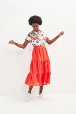 Jill Linen Skirt - Carmine -AGOLDE Shop 0404 Jill Carmine 2283 web