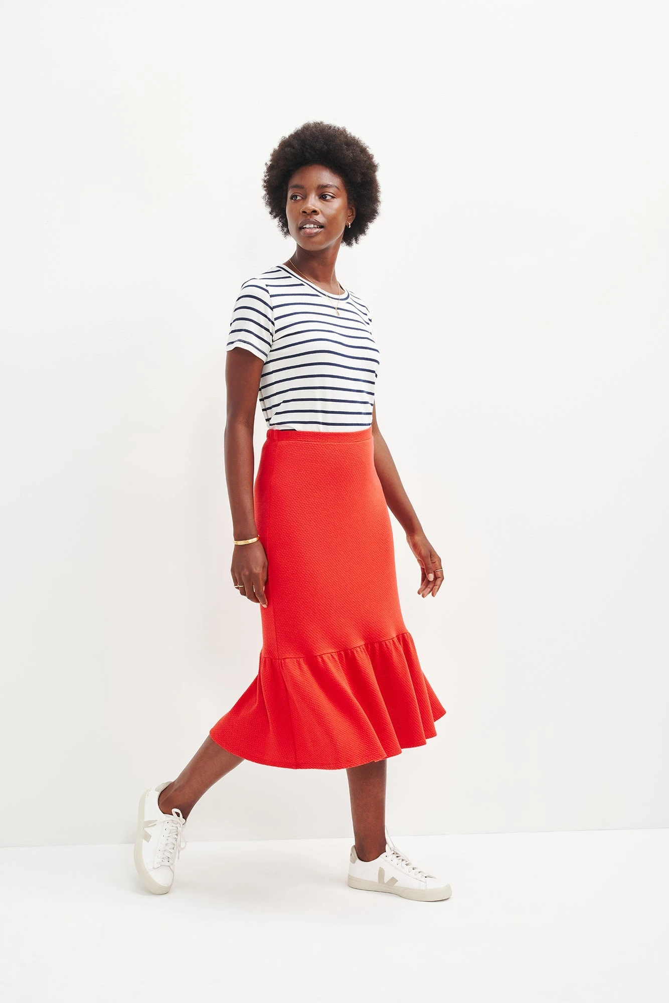 Melia Scallop Knit Skirt - Carmine 1 Melia Scallop Knit Skirt - Carmine