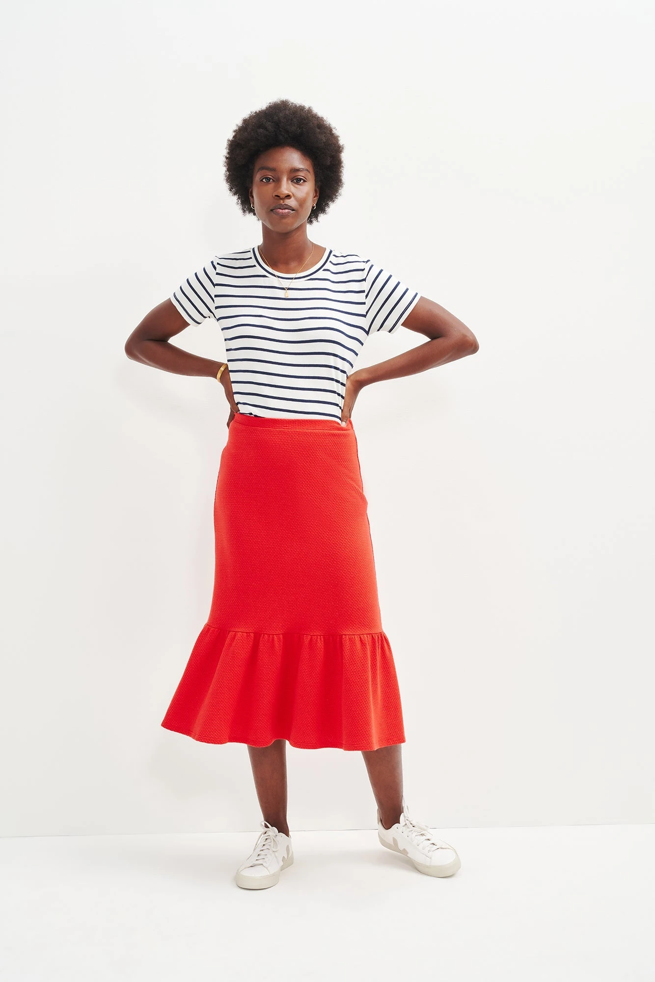 Melia Scallop Knit Skirt - Carmine 2 Melia Scallop Knit Skirt - Carmine - Image 2