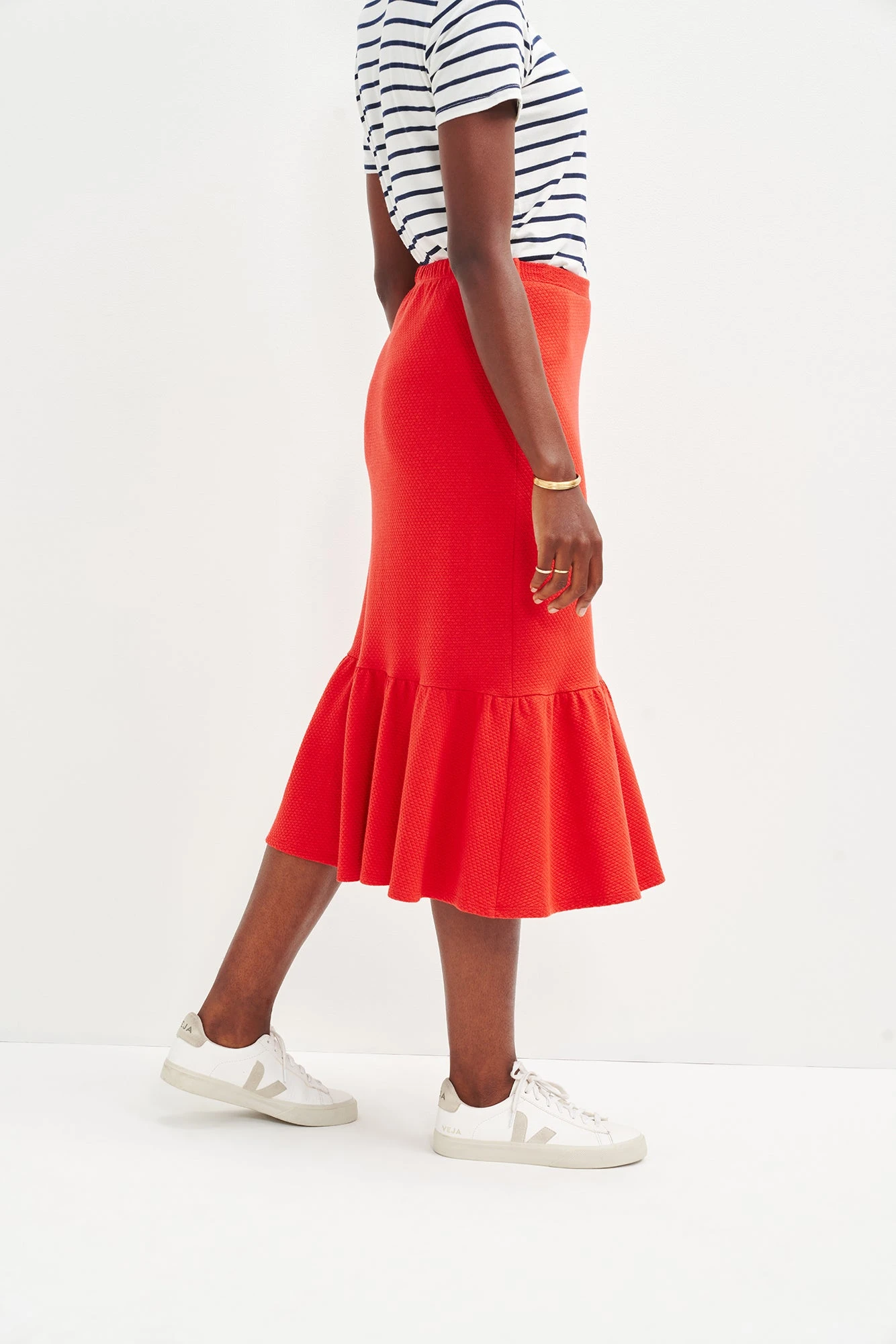Melia Scallop Knit Skirt - Carmine 3 Melia Scallop Knit Skirt - Carmine - Image 3