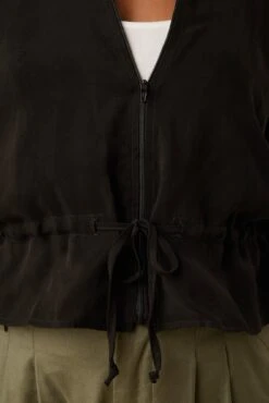 Roux Mixed Cupro Jacket - Black -AGOLDE Shop 0515 Roux Jacket Black 6