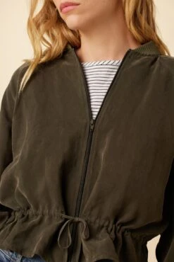 Roux Mixed Cupro Jacket - Olive -AGOLDE Shop 0515 Roux Jacket Olive 5