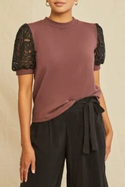 Tisha Luxe Fleece Top - Mocha