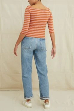 Amela 3/4 Sleeve Reverie Knit Tee - Quartz And Umber -AGOLDE Shop 0590AmelaParisStripeQuartzUmber 1611 web 41a53675 f44c 44ca 84c1 68263c3cd3b8