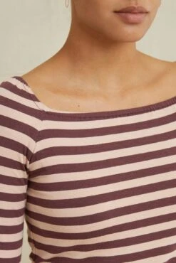 Amela 3/4 Sleeve Reverie Knit Tee - Maple Rose Stripe -AGOLDE Shop 0590AmelaParisStripeRoseMaple 1732 web 6d7dfd96 d218 4263 af52 be587f0ab979