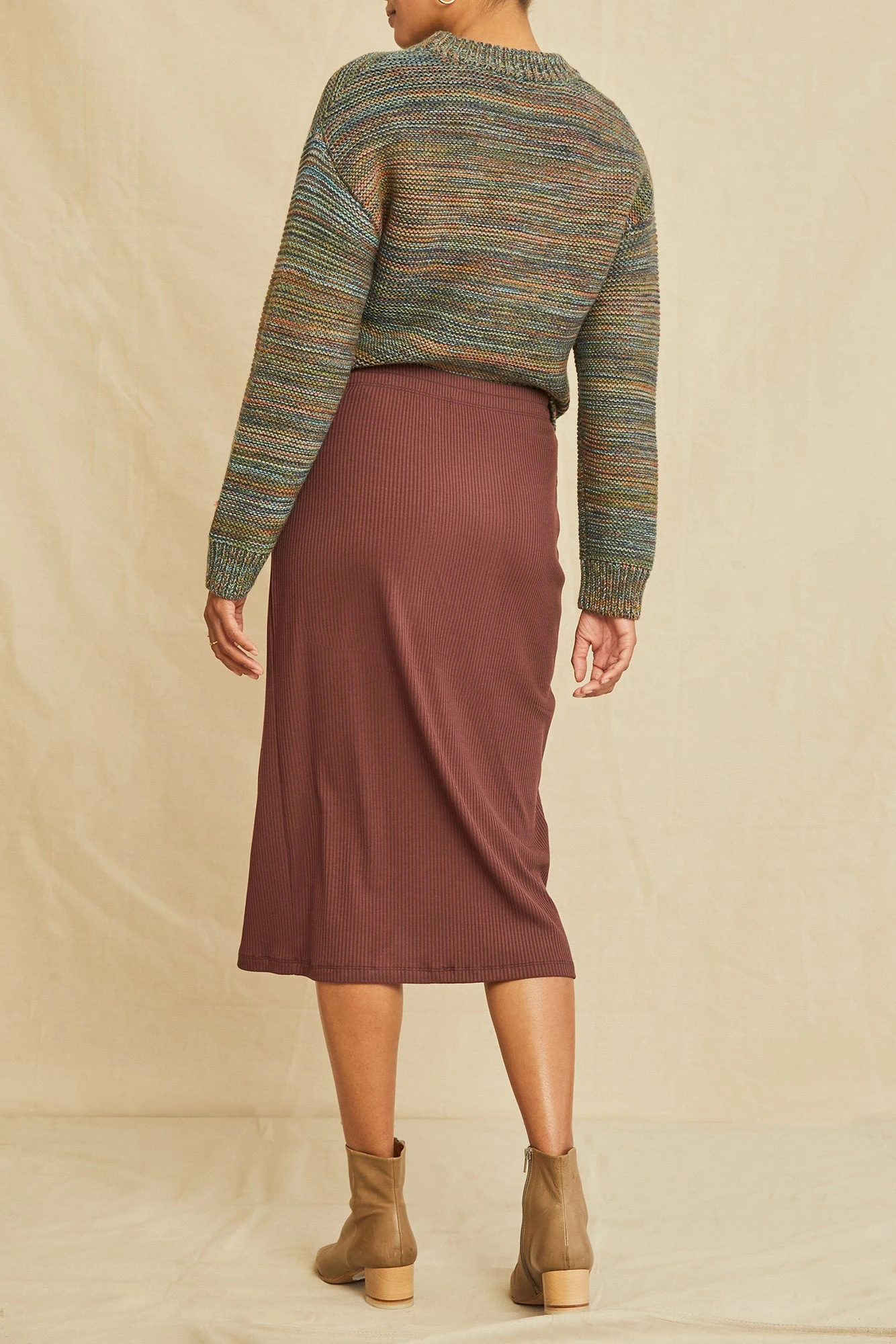 Gadot Paris Rib Skirt - Mocha 2 Gadot Paris Rib Skirt - Mocha - Image 2