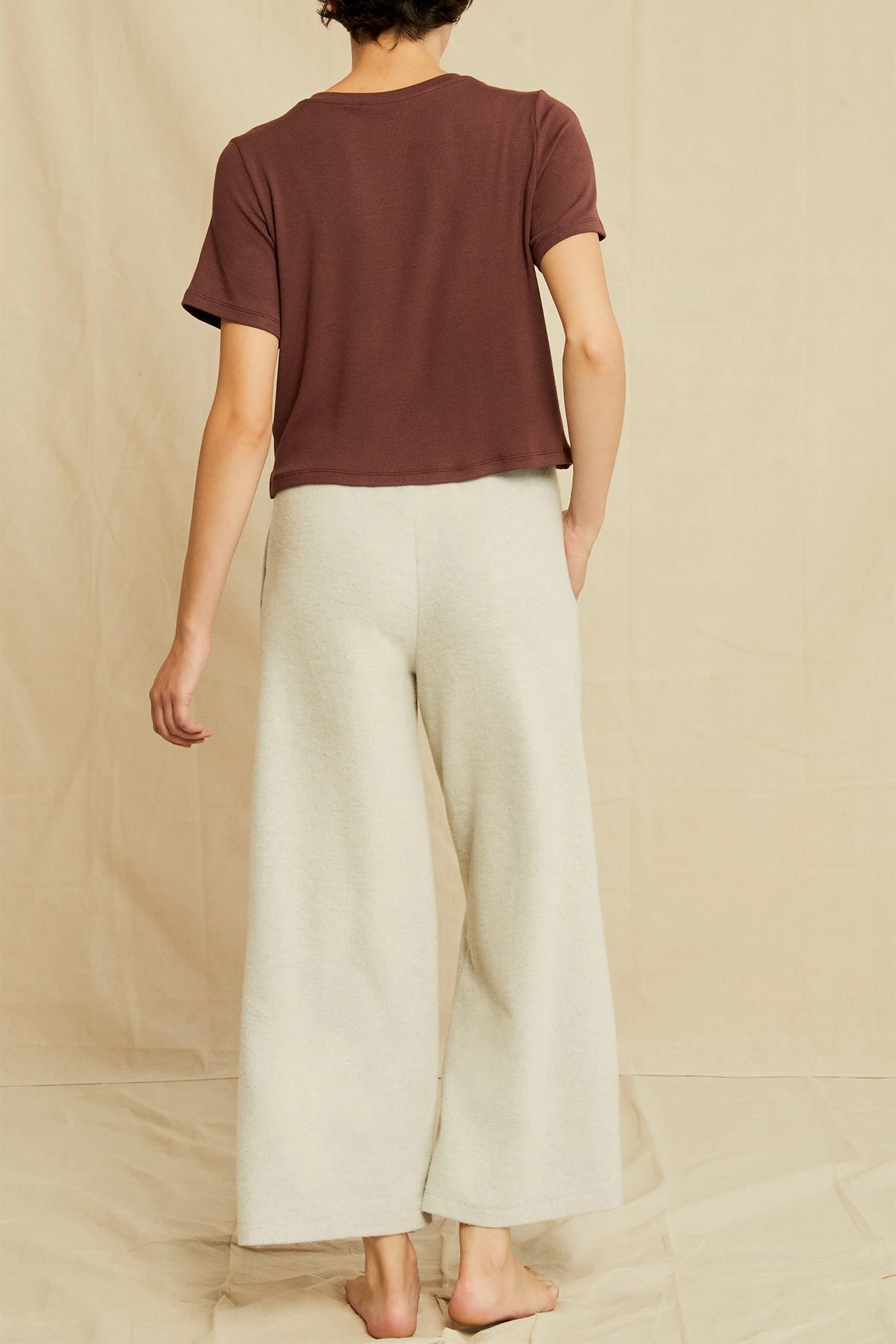 Tara Dream Rib Cropped Tee - Mocha 4 Tara Dream Rib Cropped Tee - Mocha - Image 4