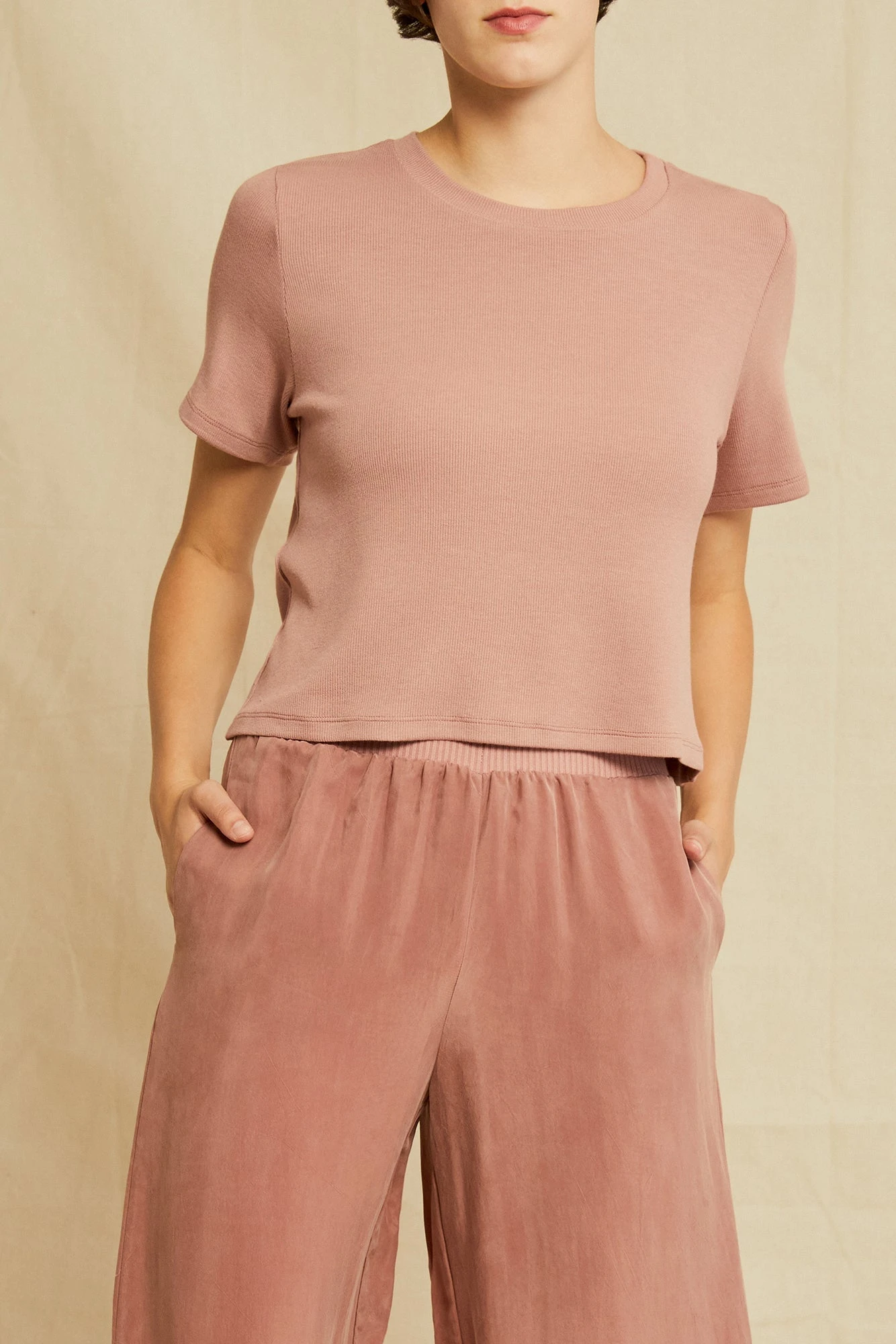 Tara Dream Rib Cropped Tee - Quartz 1 Tara Dream Rib Cropped Tee - Quartz