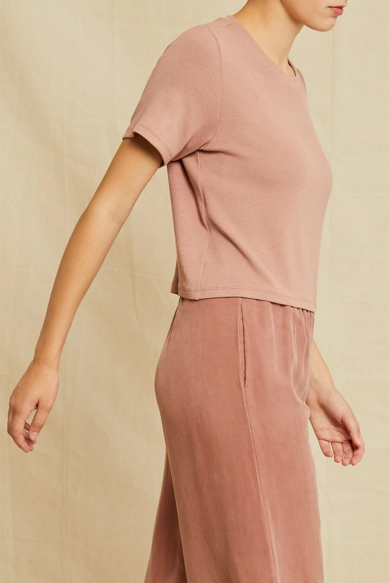 Tara Dream Rib Cropped Tee - Quartz 2 Tara Dream Rib Cropped Tee - Quartz - Image 2