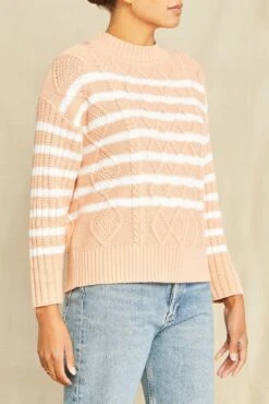Meena Organic Cotton Sweater - Pink And Ivory 7 Meena Organic Cotton Sweater - Pink And Ivory -AGOLDE Shop 0629 Meena Pink Ivory Stripe 1043 web f8738e0f f931 400c 8475 b4bf325cb120
