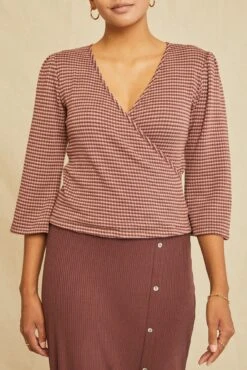 Nina Scallop Knit Top - Maple Quartz Stripe