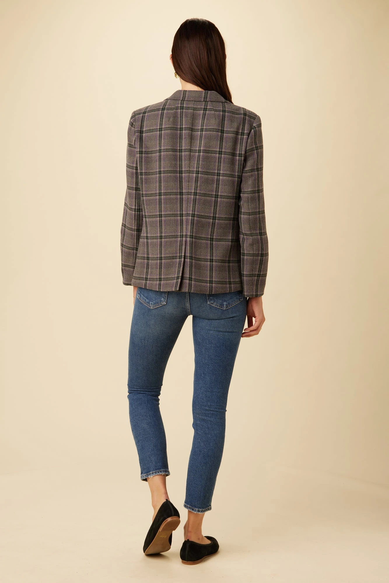 Pippa Upcycled Wool Blazer - Purple Plaid 3 Pippa Upcycled Wool Blazer - Purple Plaid - Image 3