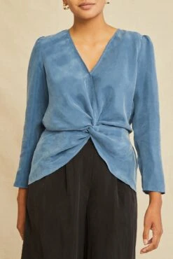Aviva Cottonseed Cupro Blouse - Azure