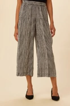 Salice Washable Silk Pants - Ink Stripe