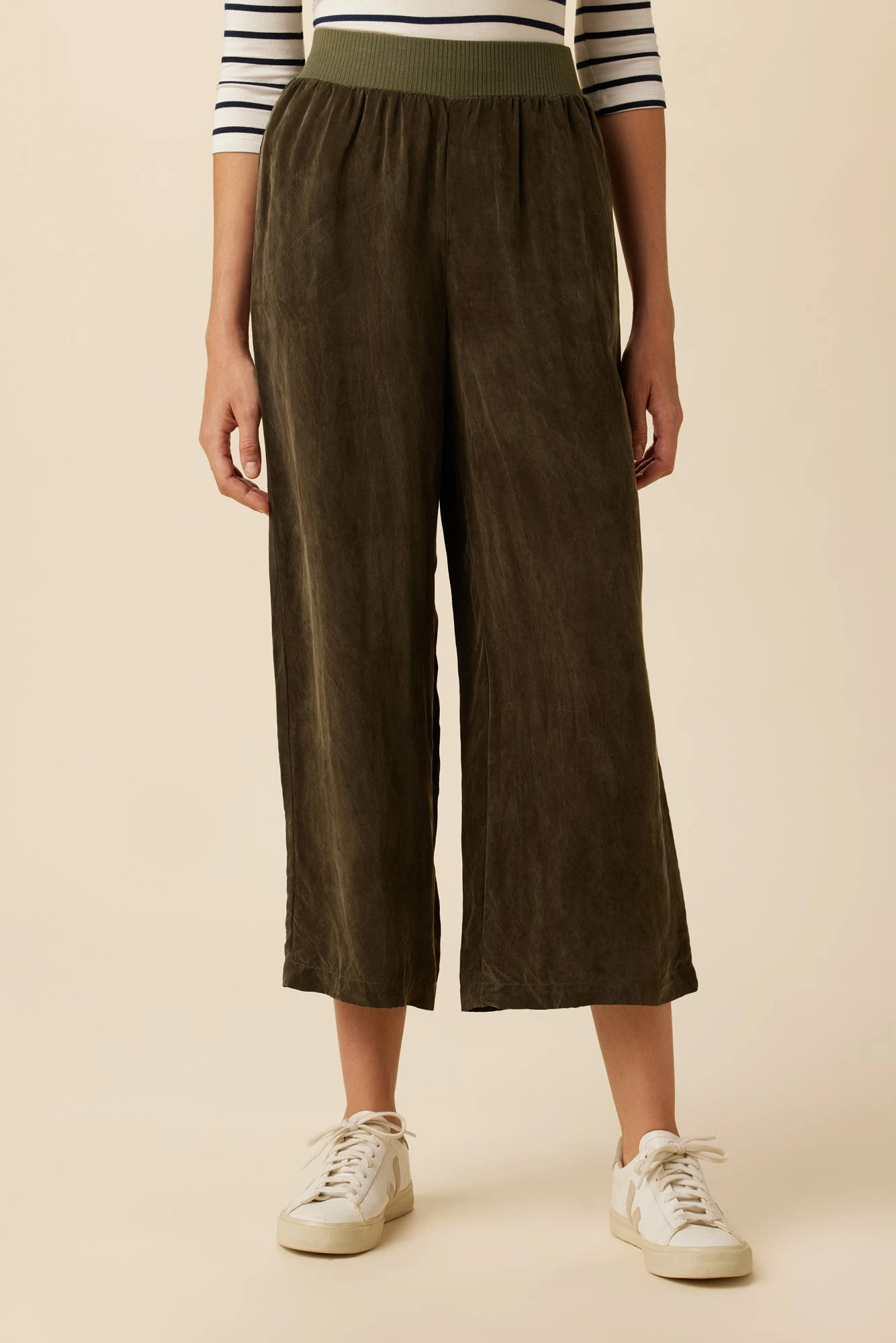 Salice Mixed Cupro Pants - Olive 1 Salice Mixed Cupro Pants - Olive