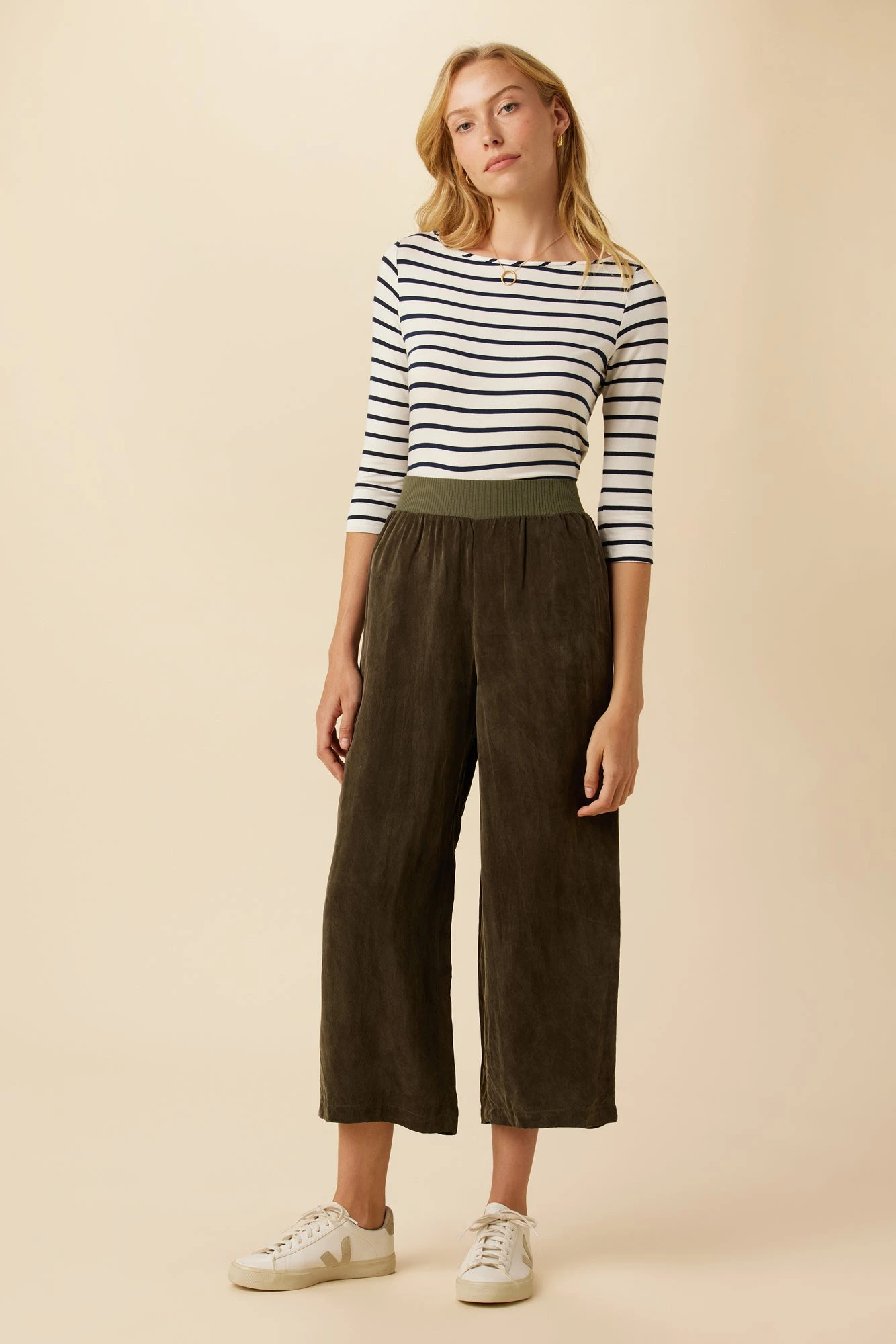 Salice Mixed Cupro Pants - Olive 2 Salice Mixed Cupro Pants - Olive - Image 2