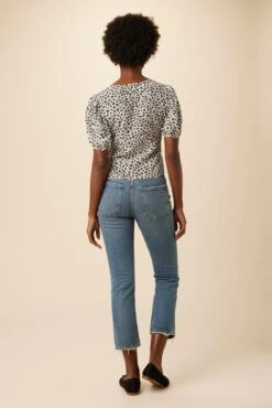 Juliana Washable Silk Blouse - Tiger Eye Silver -AGOLDE Shop 0753R1 Juliana Tiger Eye Silver 3