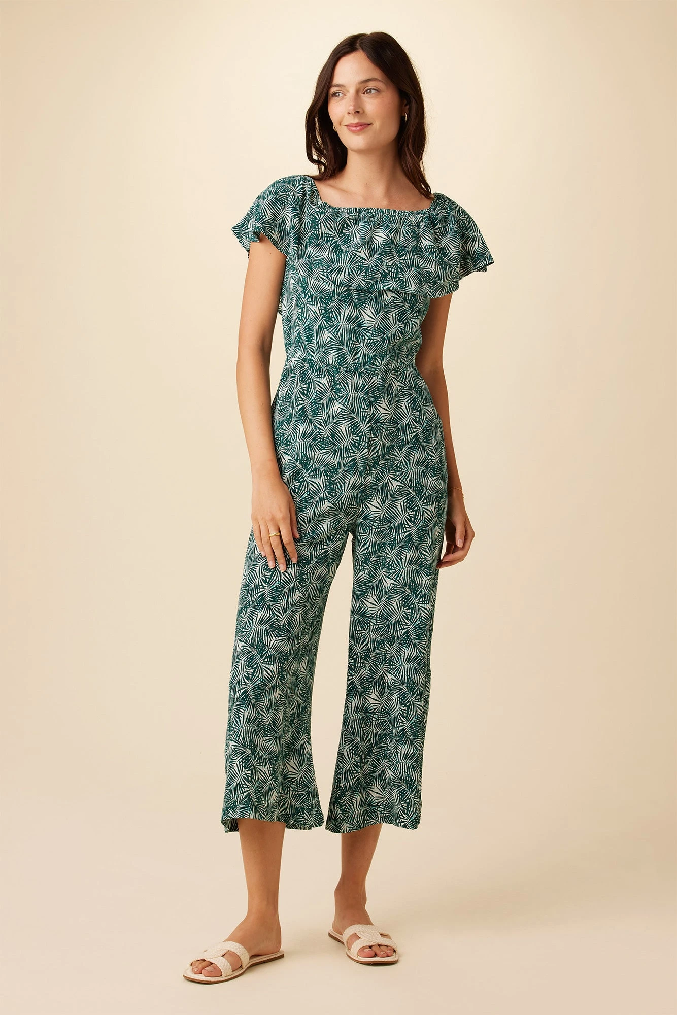 Lucia Washable Silk Jumpsuit - Green Palm 1 Lucia Washable Silk Jumpsuit - Green Palm