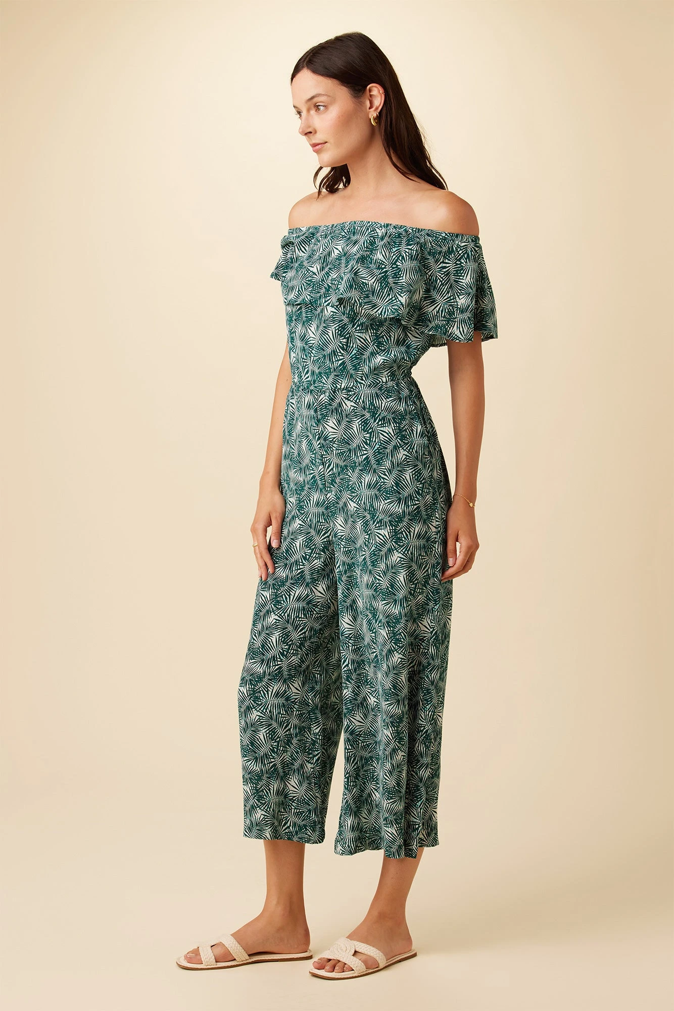 Lucia Washable Silk Jumpsuit - Green Palm 2 Lucia Washable Silk Jumpsuit - Green Palm - Image 2