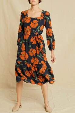 Adrienne Washable Silk Dress - Paysage Floral