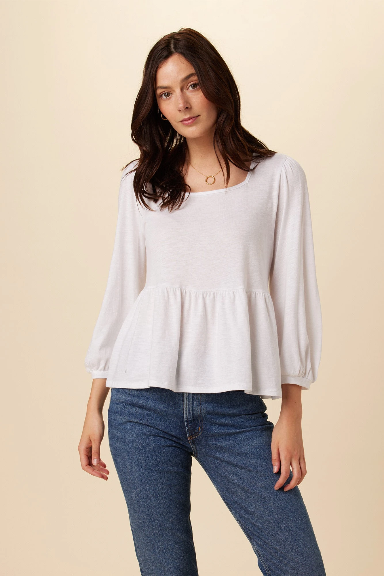 Blake Cotton Slub Blouse - White 1 Blake Cotton Slub Blouse - White
