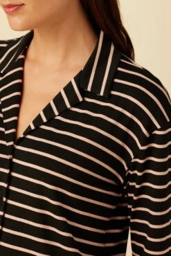 Phillipa Dream Knit Pajama Top - Harbor Black And Soft Pink -AGOLDE Shop 09 0235 Philipa Harbor Black and Soft Pin 4